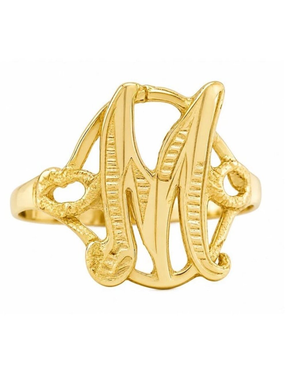 Initial "M" Ring Solid 10k Yellow Gold